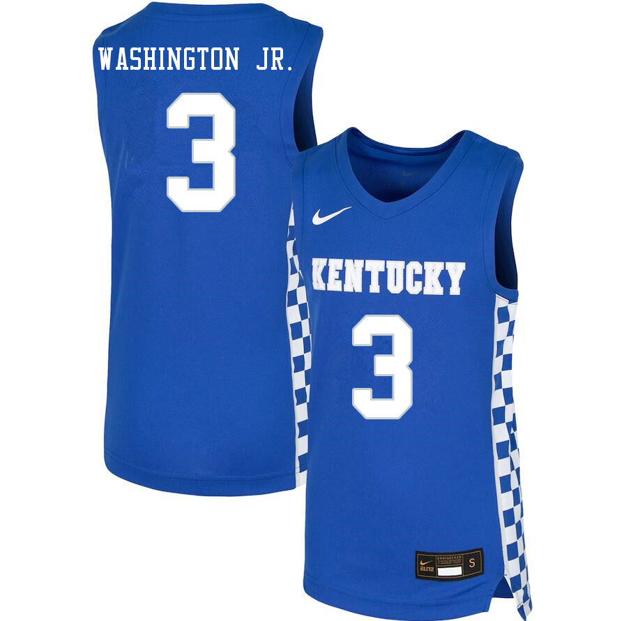 Men #3 TyTy Washington Jr. Kentucky Wildcats College Basketball Jerseys Sale-Blue